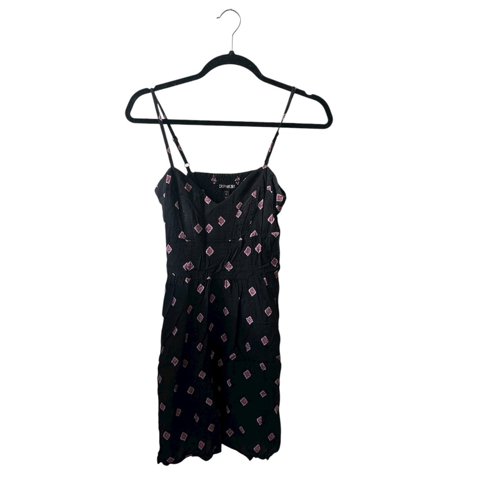 Express Spaghetti Strap Skater Dress Black & Pink Women’s Size XS Excellent EUC